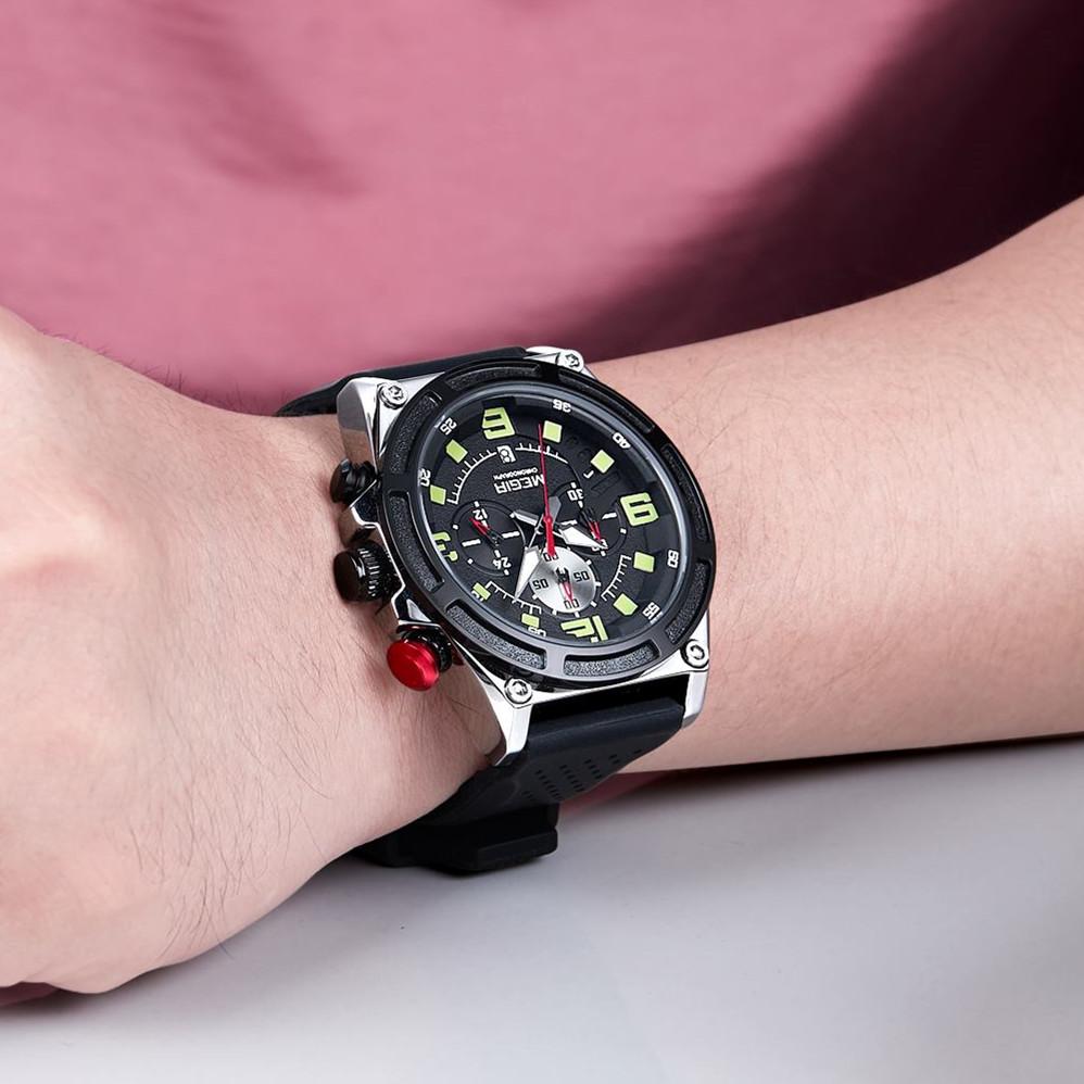 MEGIR Chronograph Luxury Military Sports Watches for Men Waterproof Date Clock Silicone Strap Male Wristwatch Reloj Hombre 2116
