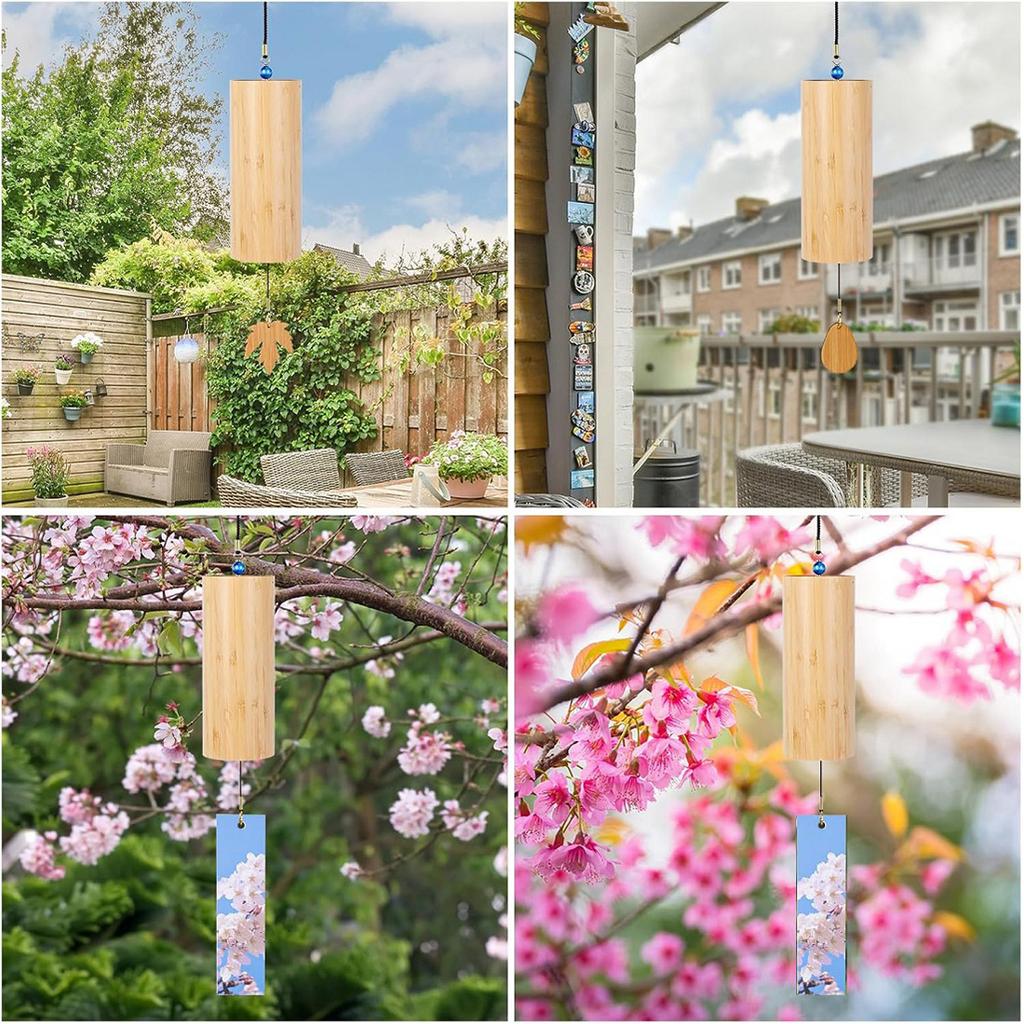Bamboo Wind Chimes,C G F D Chord Windbell Chime Bells Gift For Music Lovers, Hanging Ornaments For Outdoors Courtyard