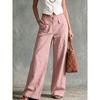 Women's High Rise Wide Leg Pants Loose Fit Solid Color Linen Palazzo Trousers Casual Commute Straight Leg Pants