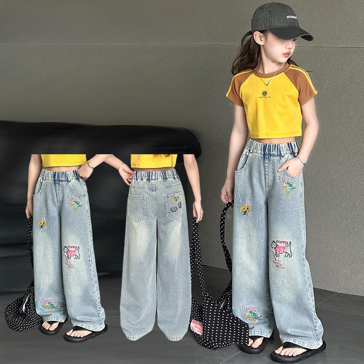 Girls' Straight Leg Jeans Spring and Autumn Trend Wide Leg Pants Girls' Pants Loose Pants Children's Clothing