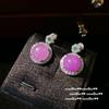 Nvnvthui Sotheby'S Glazed Egg Surface Gemstone Earrings Plated 18K Gold, Turquoise Flower Zircon Earrings