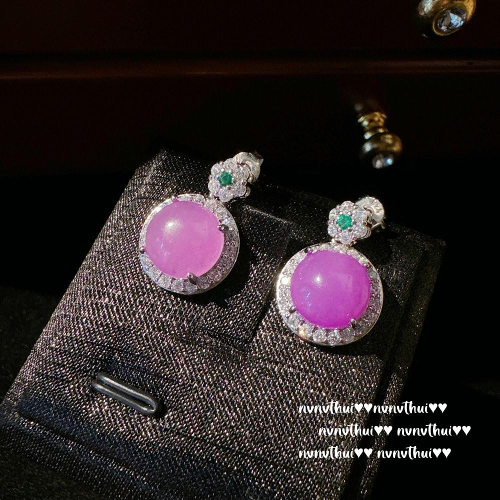 Nvnvthui Sotheby'S Glazed Egg Surface Gemstone Earrings Plated 18K Gold, Turquoise Flower Zircon Earrings