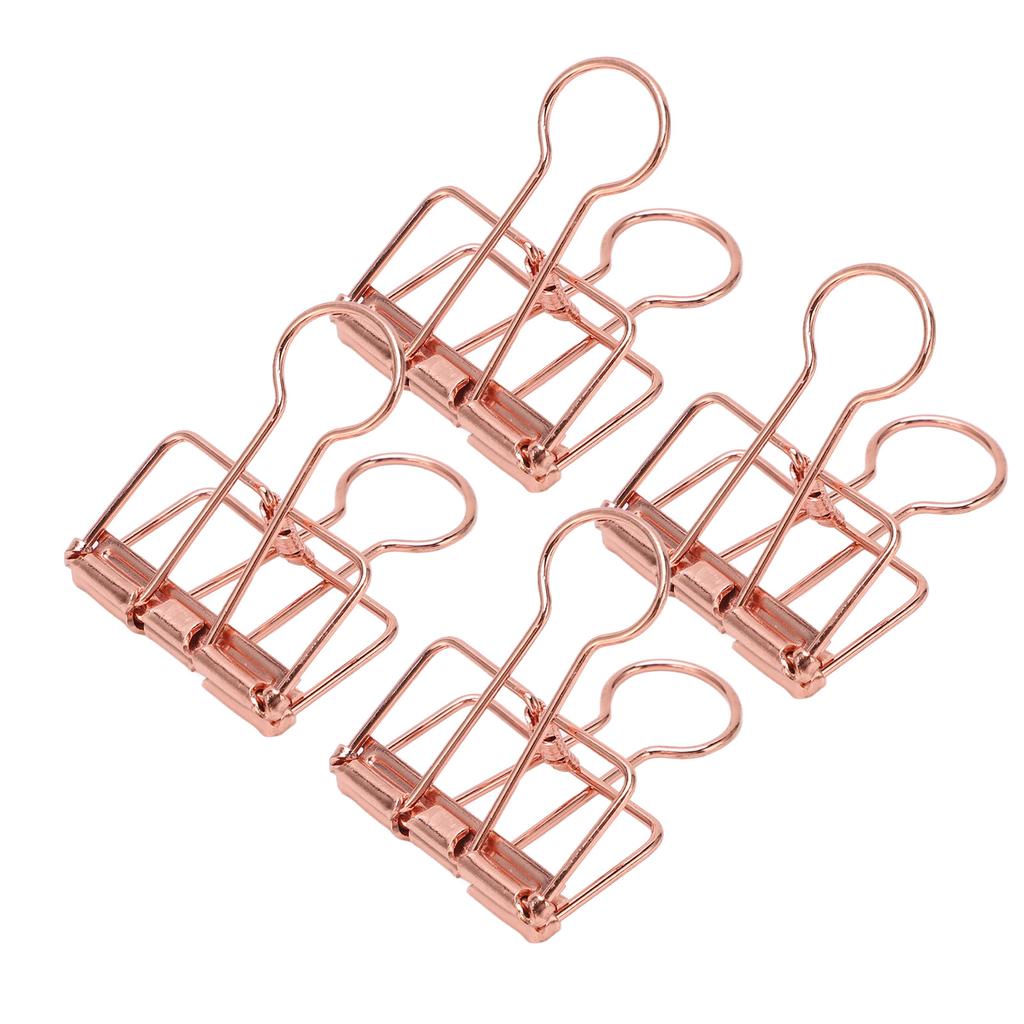 50Pcs Hollow Binder Clips Metal Paper Binder Clips for Documents Papers Test Reports Rose Gold