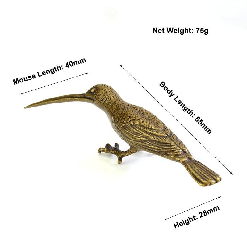Solid Copper Long Mouth Bird Small Statue Ornaments Classical Vintage Brass Animal Woodpecker Figurines Home Desk Decorations