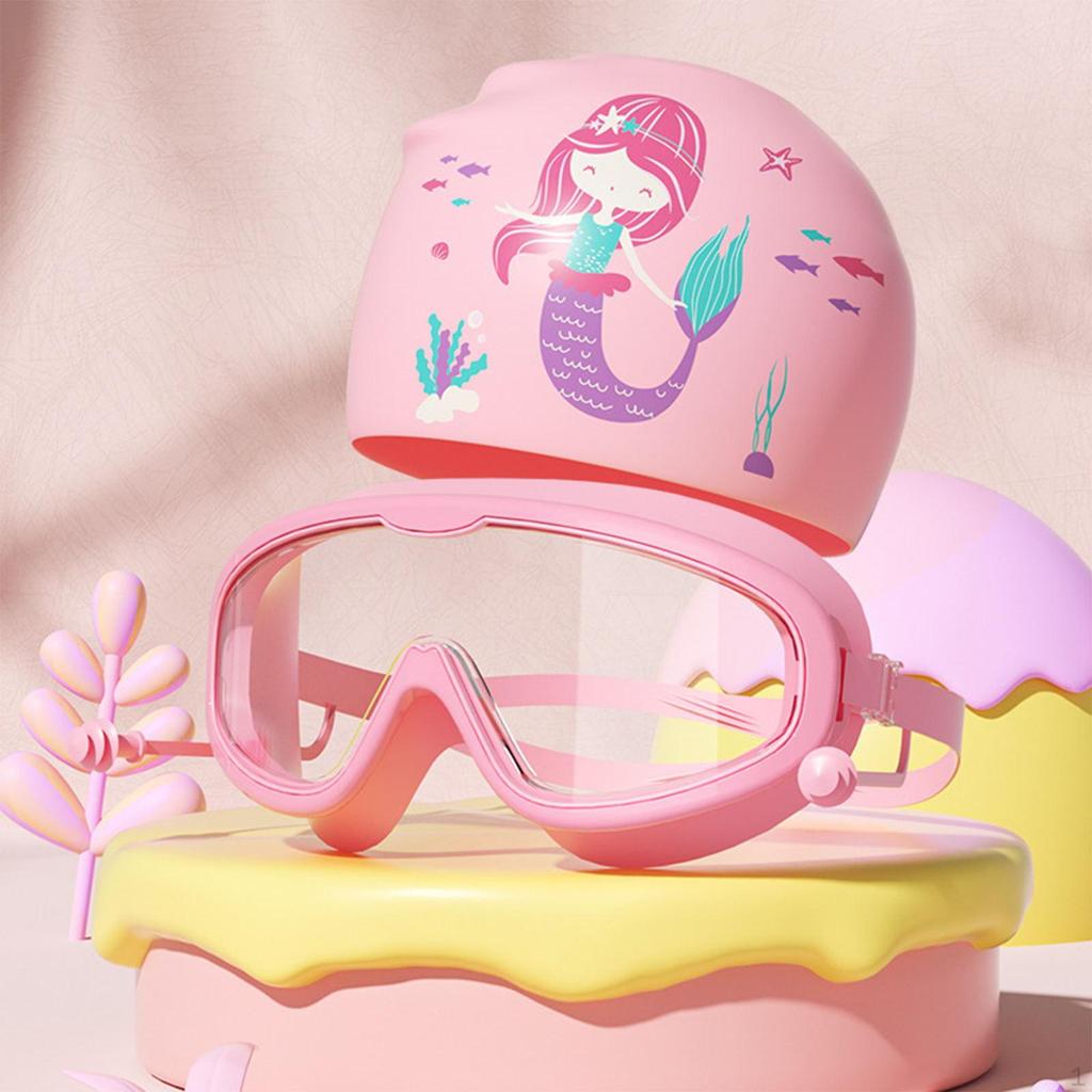 Kids Swim Goggles Swimming Cap Diving Googles Wide Vision Leakproof Glasses
