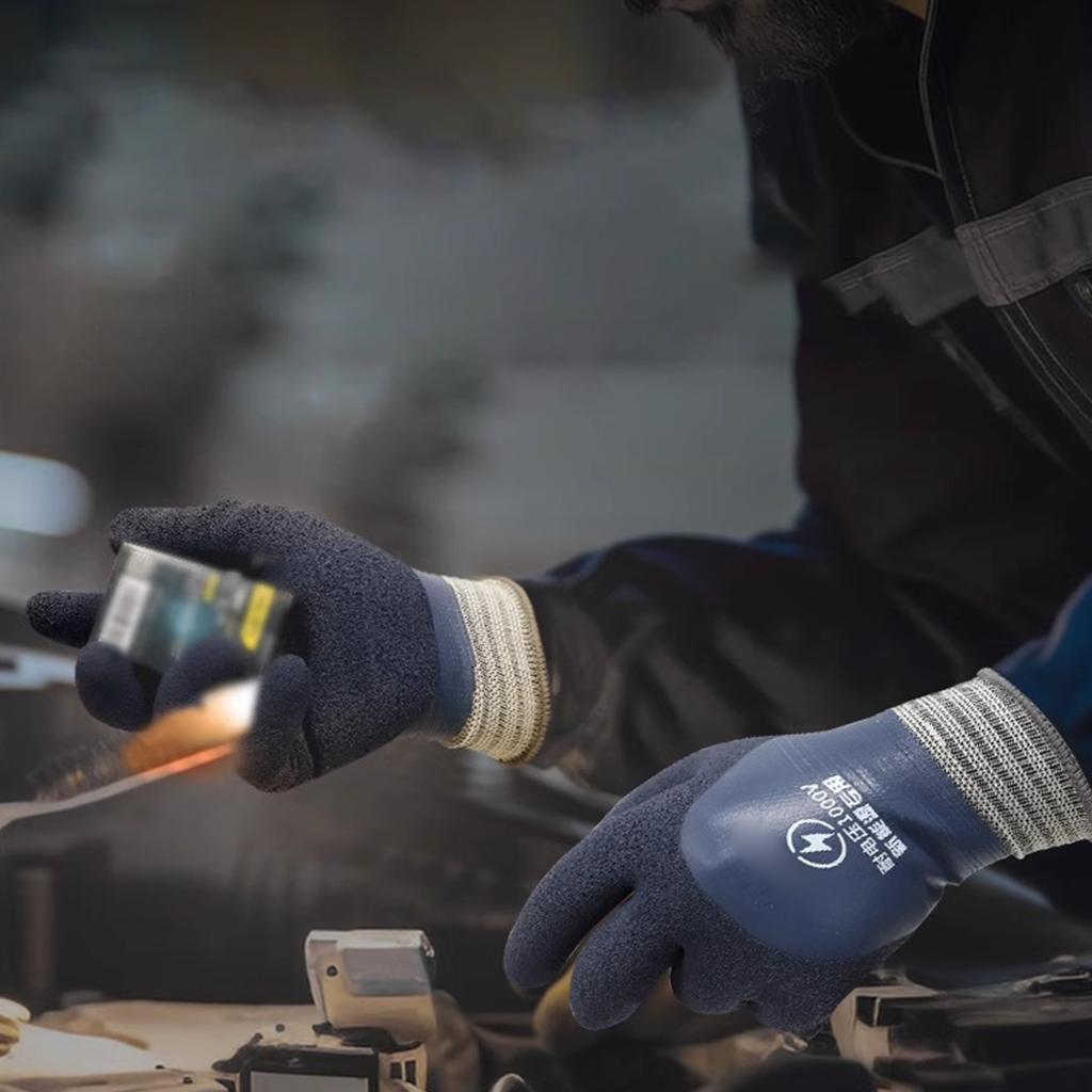 1/2Pairs 1000V Voltage Resistant Electrician Gloves Rubber Insulating Work Electrician Gloves for Electricians Prevent Shock