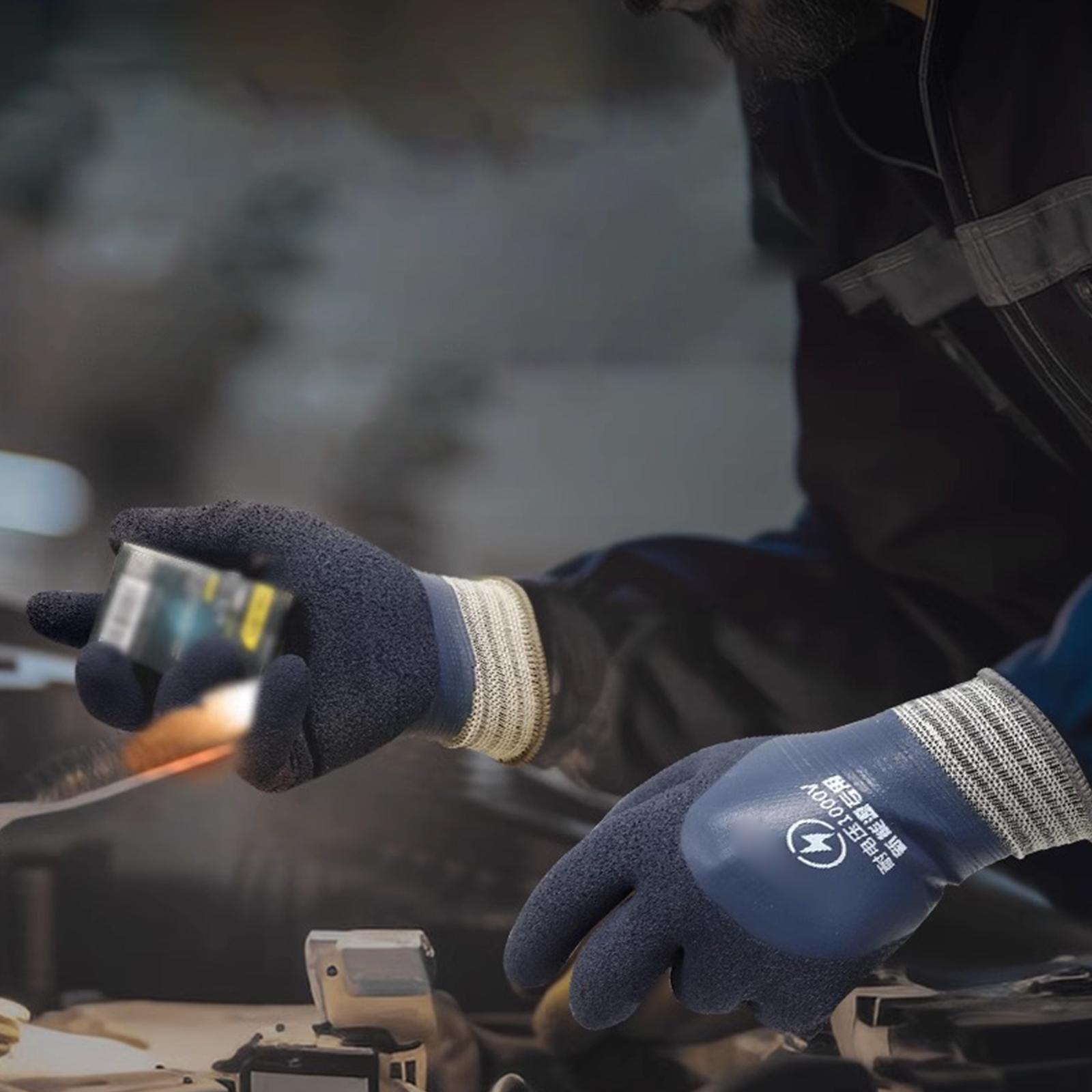 Insulated Electrician Gloves 1000V Work Gloves Rubber Electrical Insulated Gloves for Electricians Prevent Shock blu