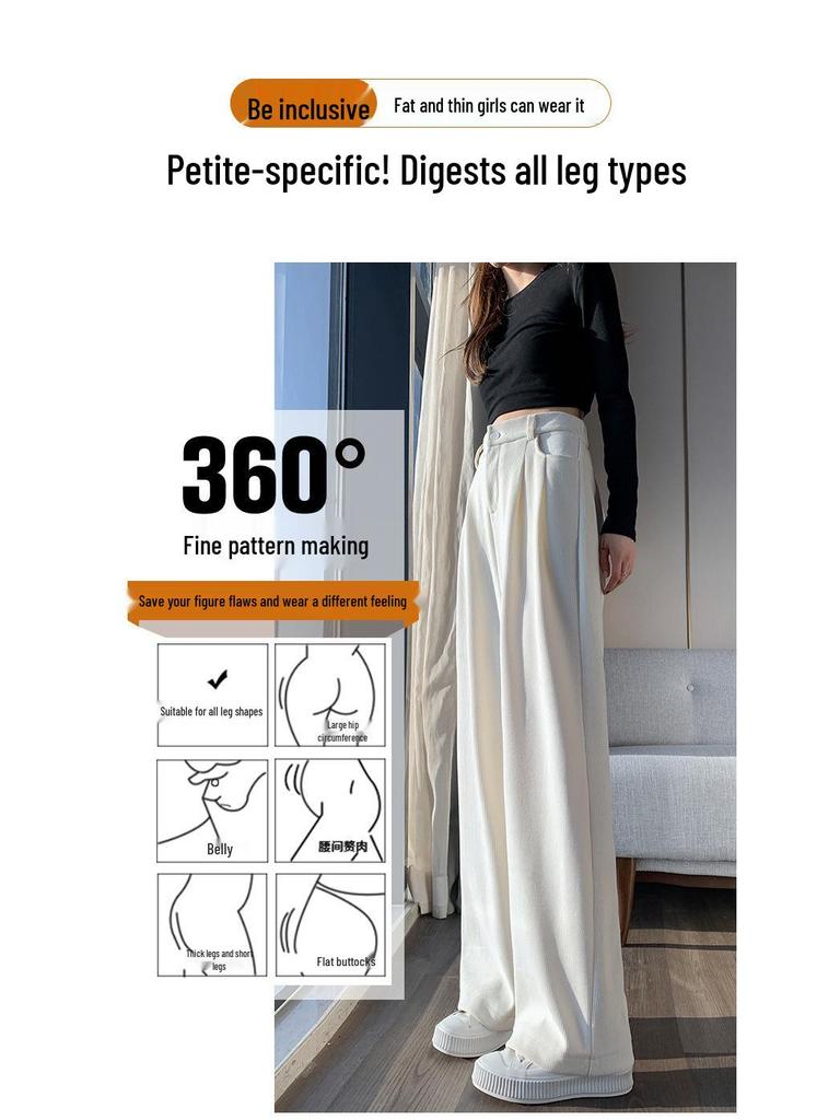 European Cotton Velvet Wide-Leg High-Waisted Women's Corduroy Pants for Autumn/Winter - Drapey, Casual, Floor-Length.