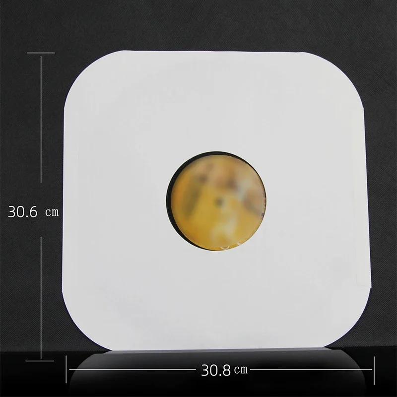 30/50PCS 12inch Vinyl Record Protection Bag White Filmless Rounded Corners Kraft Paper Bag LP Album Protector with Hole