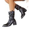 Fashion casual basic boots women's spring and autumn new pleated fashion temperament simple outer wear medium tube women's boots