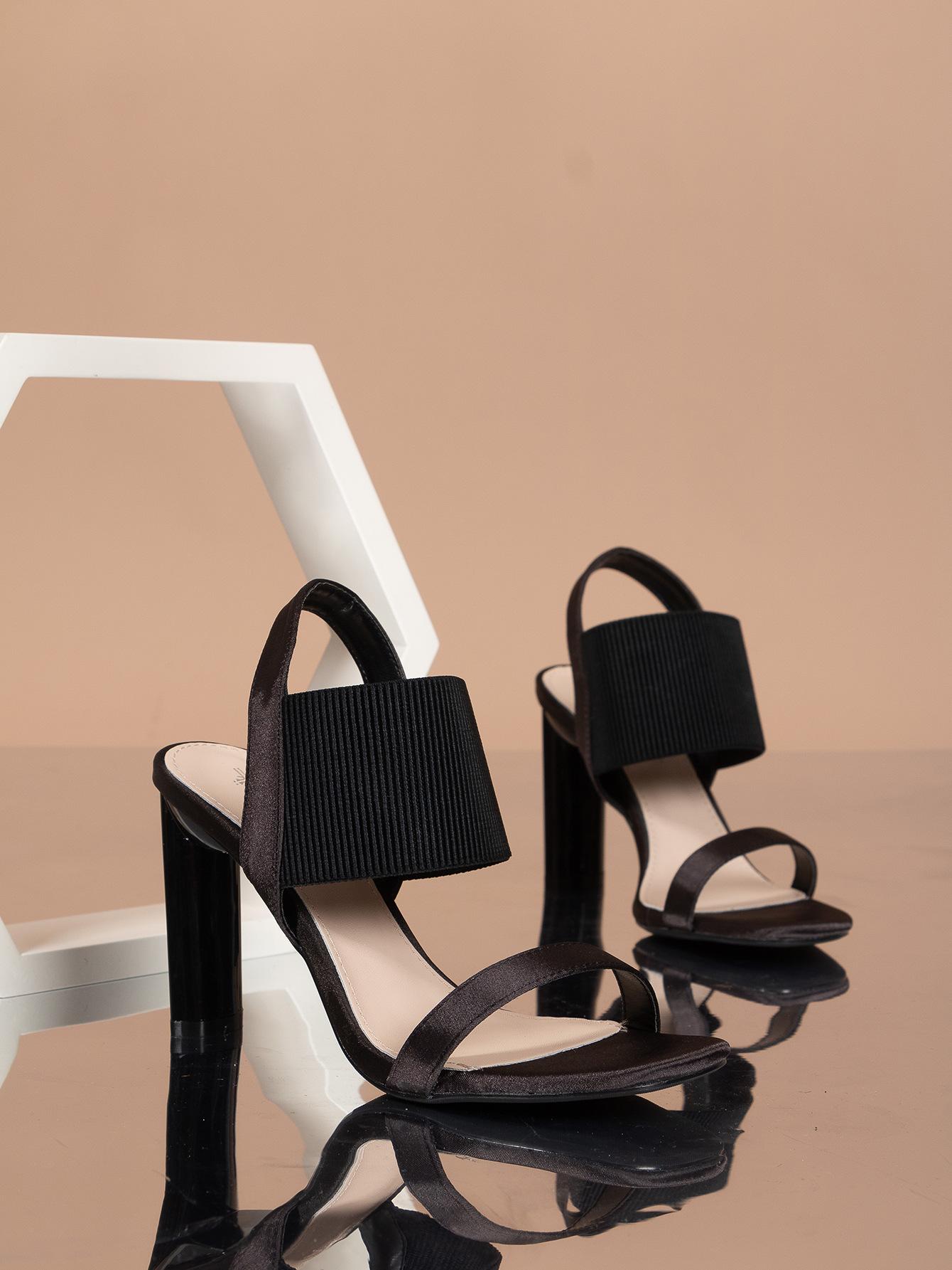 

Женские босоножки, летние модные туфли на высоком каблуке с открытым носком, женские туфли с тонким ремнем и толстыми каблуками, вечерние женские туфли большого размера 35 чёрный