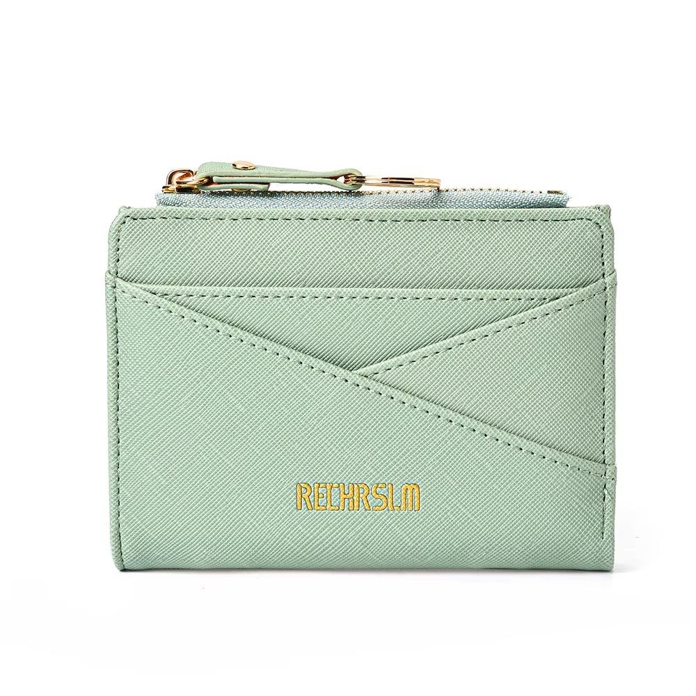 

New PU Leather PU Leather Clutch Mini Size Coin Holder Card Holder Short Buckle Short Buckle Handbag Women Use зелений