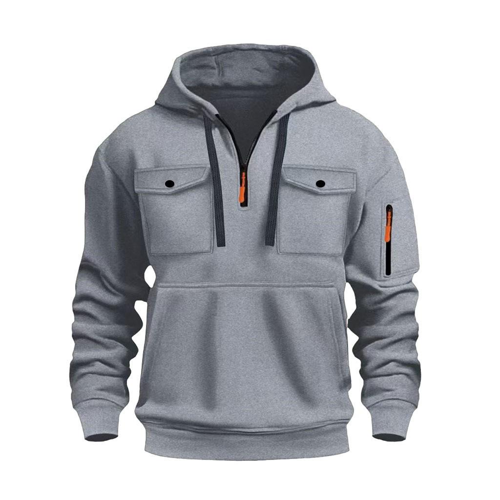 Herren Herbst/Winter Lässiger Vielseitiger Mehrere Taschen Plus Samt Langarm Hoodie