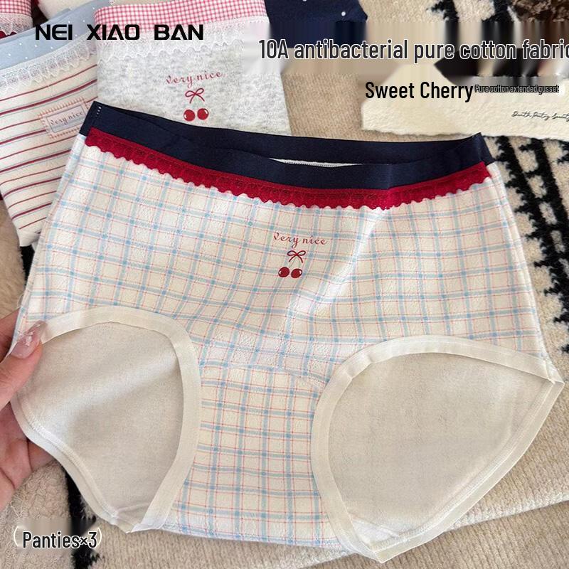 Neixiaoban Women s Pure Cotton Antibacterial Lace Briefs 3-Pack XL