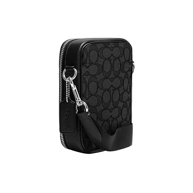 Coach Stanton 12 Sac bandoulière mini en tissu Logo Classique avec cuir Sacs pour hommes Noir CH097-SVO1U