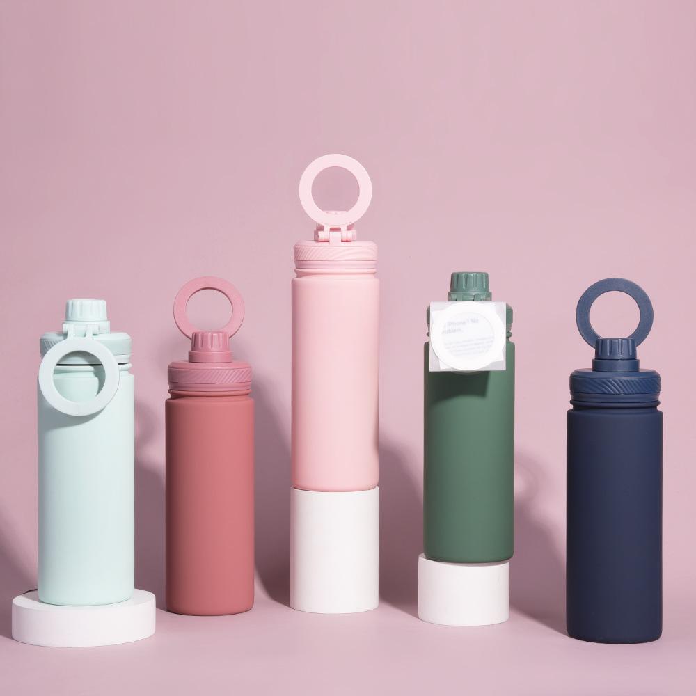 Sportwasserflasche aus Edelstahl, Weithals, tragbar, magnetischer Wasserbecher, Outdoor-Sport-Thermosbecher