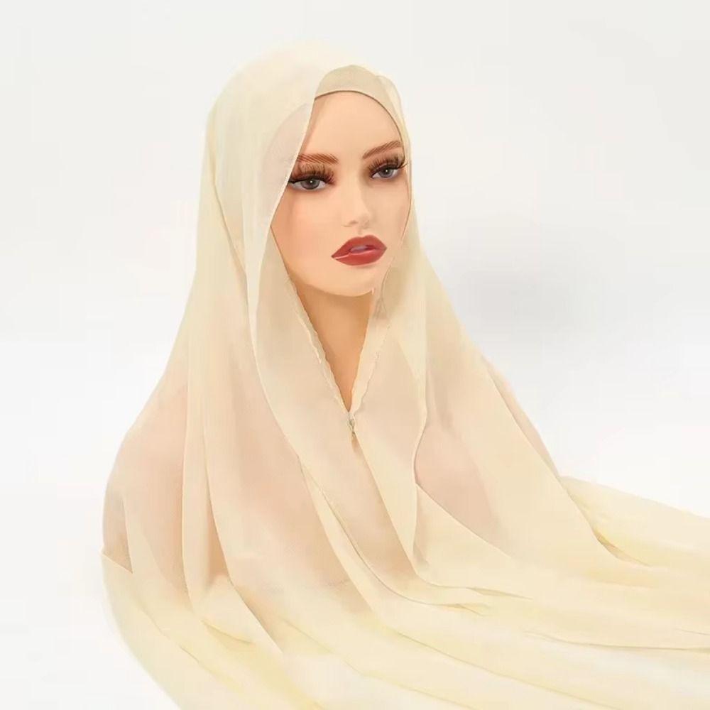 2in1 Instant Chiffon Hijab Scarf Bulit-In Magnets Islamic Head Wrap Female Musulman Bandana Women