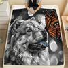 1PC Watercolor Pet Art Print Flannel Blanket, High quality All Seasons, Home Decor, Warmth and Comfort, Perfect for Christmas Gifts