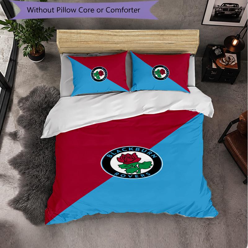 Set Biancheria da Letto Calcio Blackburn Rovers 3 Pezzi Morbido Copripiumino con Federe Set Decorazione Camera da Letto per la Casa