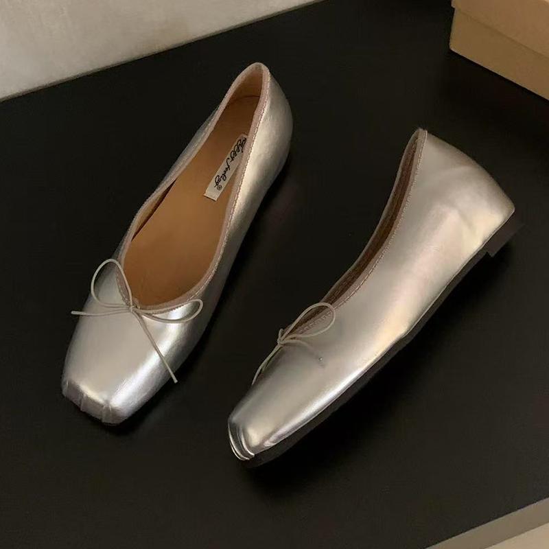 Women Ballet Flats Shoes Shallow Bow Suede Soft Loafers Shoes Luxury Sport Sandals 2025 Autumn New Dress Chaussure Femme