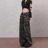 Hundreds of Camouflage High Street Wide Leg Jeans Female High Waisted Skinny Loose Straight Straight Trousers Jeans for Women Long Denim Pants