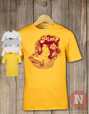 Pimp Mobile Retro T-shirt With Worn Print Petrolhead Engine Car