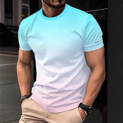 Comoda Versatile Manica Corta Stampa Larga Top alla Moda Magliette da Uomo