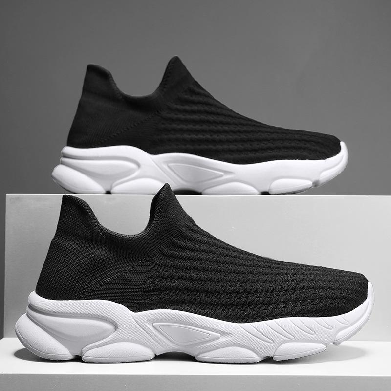 Men's Shoes Summer New Fly-woven Mesh Breathable Thin One-pedal Socks Shoes Running Casual