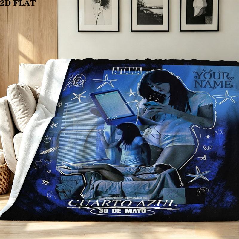1PC Aitana Custom Name Patterned Flannel Blanket Suitable For All Seasons for Home Decor Warmth and Comfort Gifts Holiday Present