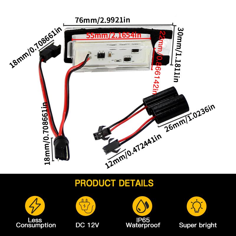 2pcs OEM 12V 6000K LED Number Plate Lamp for Volvo XC70 2001-2007 S60 2001-2006 XC90 2003"White LED License Plate Light