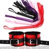 Goods For Adults Set Sexy Leather Plush Handcuffs Blindfold Spanking Soft Whips Tying Cotton Rope Couple Games Bondage Equipment