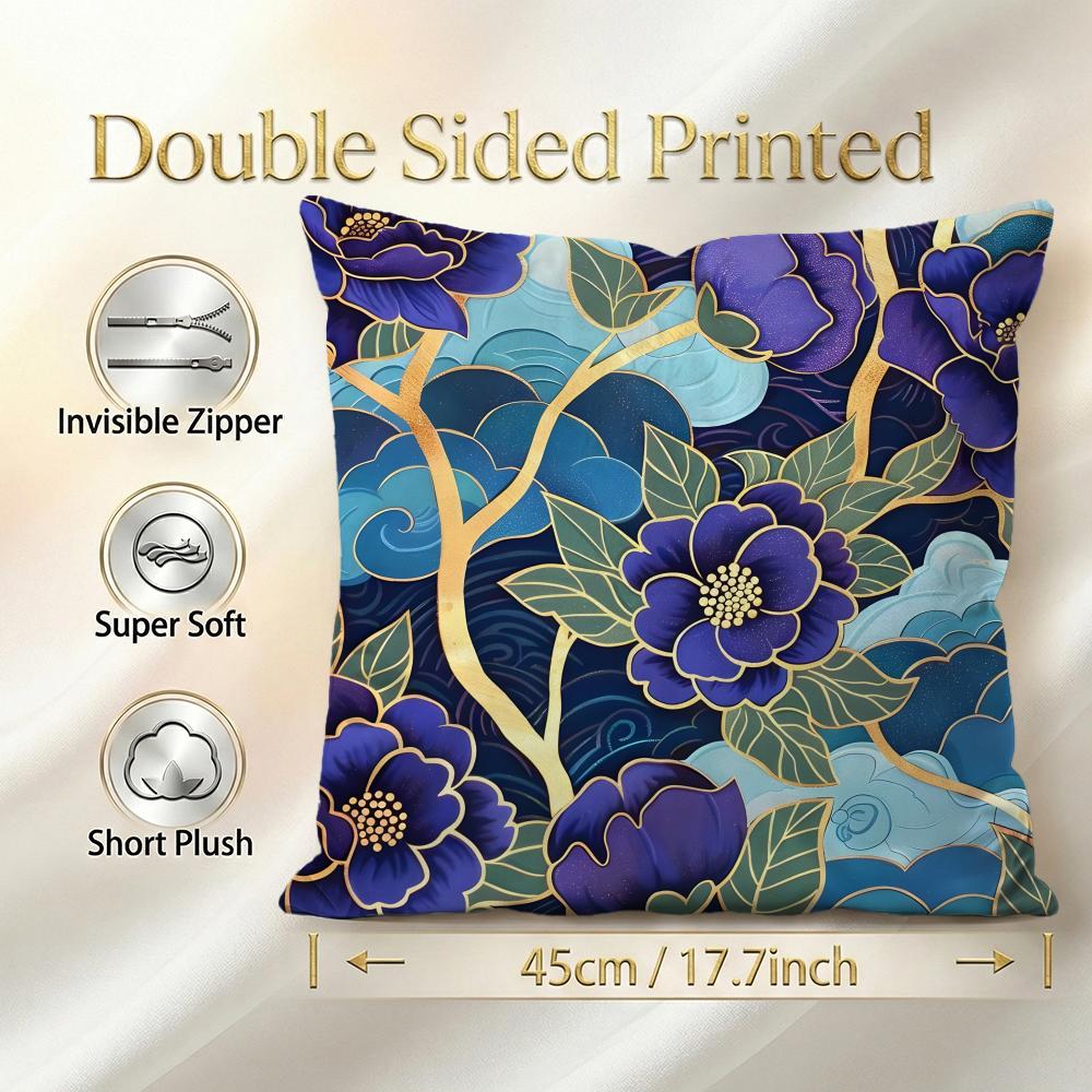 Chinese Traditional Floral Cushion Cover 1Pcs Decorative Covers Soft Cushion Case For Sofa Couch Decor 40X40 45X45 Pillowcases