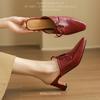 Fashion 2025 Summer/Spring Women Mules Sheepskin Leather Shoes for Women Square Toe High Heel Slippers Cover Toe Slingback Sandals Shoe