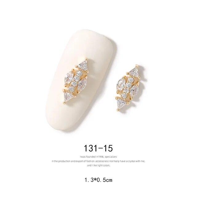 2pieces 3D Metal Zircon Nail Art Jewelry Japanese Nail Decorations Top Quality Zircon Crystal Manicure Zircon Diamond Charms