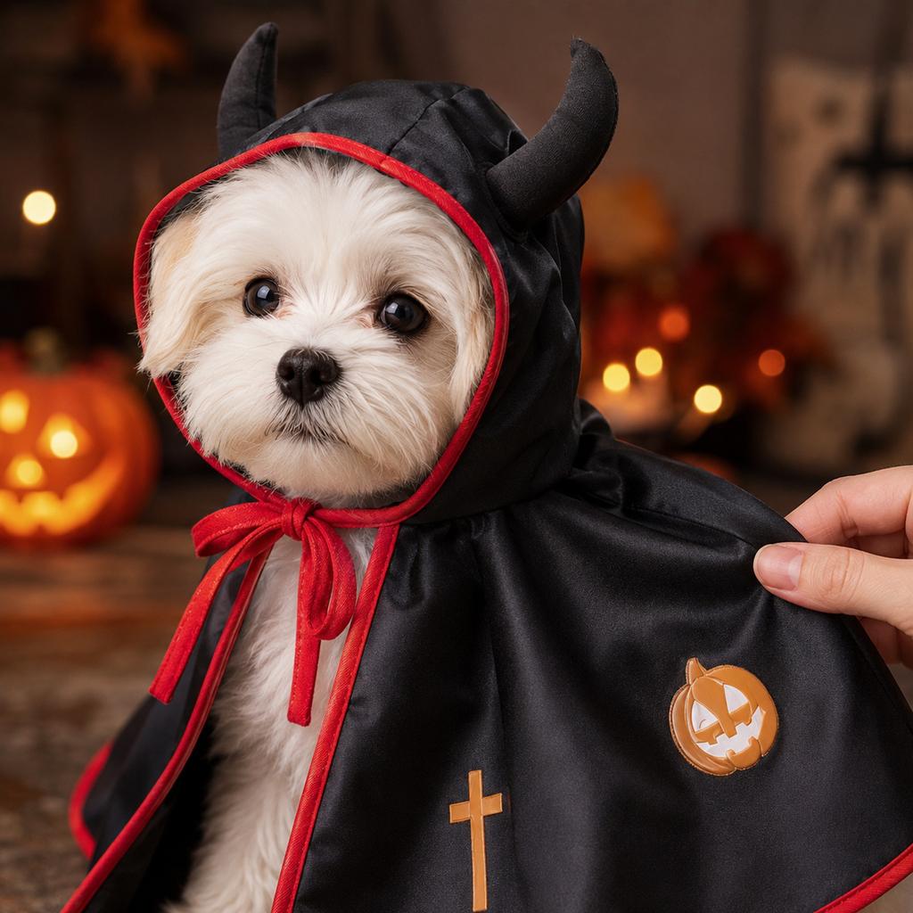 Cane di Halloween e Mantello Costume, Mantellina Divertente per Cani e Gatti