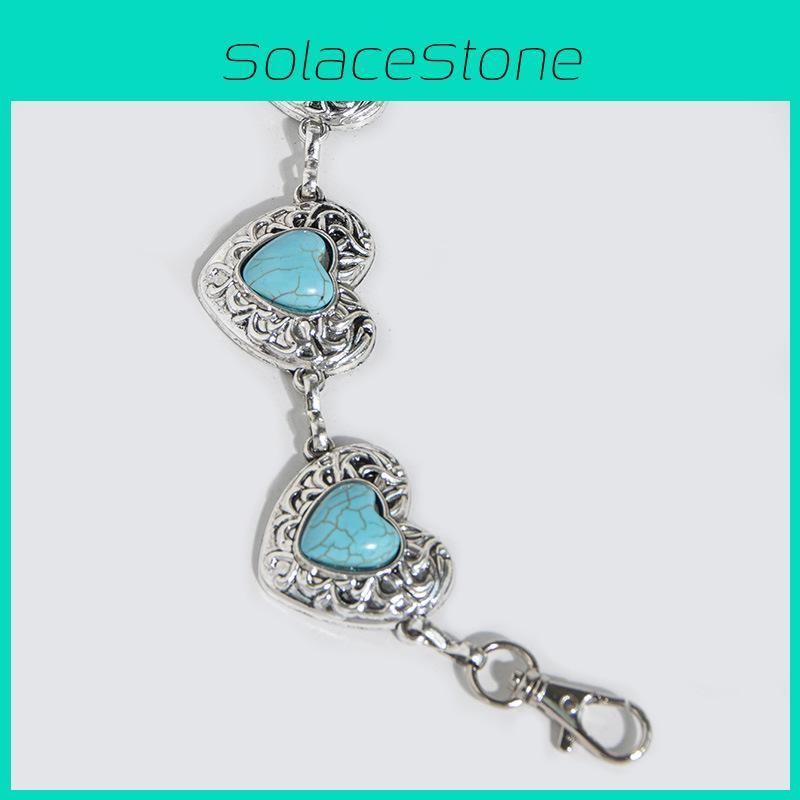Metal Women Waist Chain With Heart Shaped Turquoise For Chic Winter Accessories
