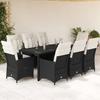 VidaXL 9pcs Garden Dining Set Black Cushions Wicker, Outdoor Dining Set, Furniture 3276698