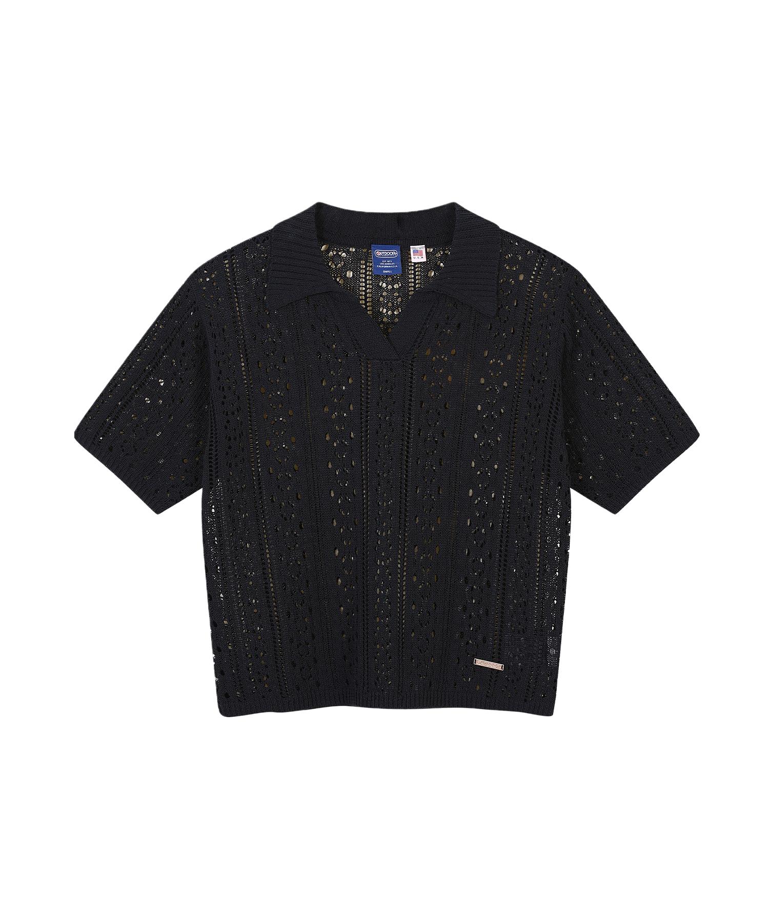 Outdoor Products W Open Collar Cable Knit (Navy) Navy/S