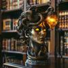 Creative Gothic Medusa Table Lamp Statue Mythical Monster Resin Ornament USB Powered Fun Halloween Table Lamp Decoration