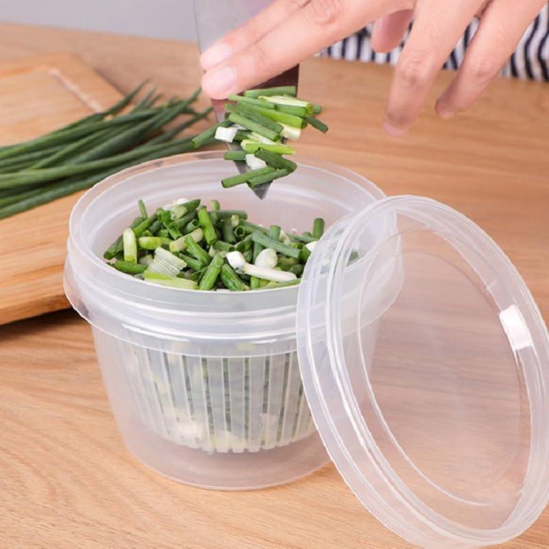 Airtight Refrigerator Storage Container 4.4 Inch Food Crisper Box with Leakproof Lid for Garlic Ginger Onion Kitchen Organizer