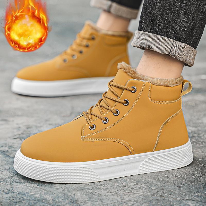 Winter New Men's Waterproof Snow Boots High Top British Style Short Boots Men's Shoes with Plush Warm  Shoes