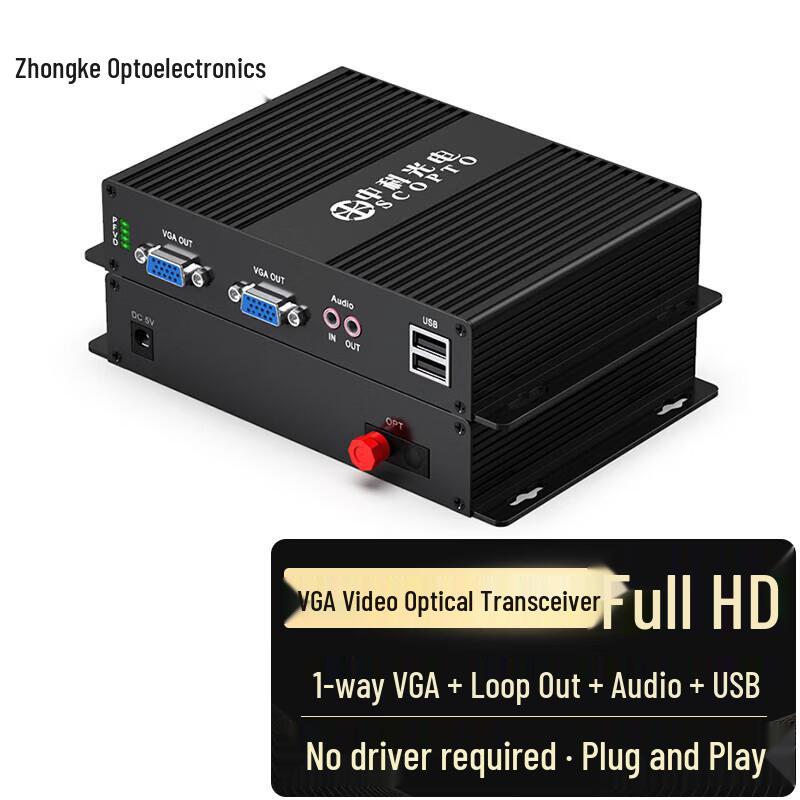 

ZK Series HD VGA Fiber Optic Extender with Audio & USB FC Interface