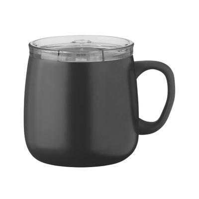 Kubek termiczny Atlas Cafe Link z przesuwanym wieczkiem, próżniowy, utrzymuje gorącą kawę gorącą lub zimną, wieczko do bezpośredniego kapania, 390 ml, izolowany, na lód, kompatybilny, grafitowy, AFSM-402CH