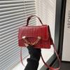 Fashion Solid Color Stone Texture Gold Chain Decor Women Shoulder Bag For Daily Casual Use