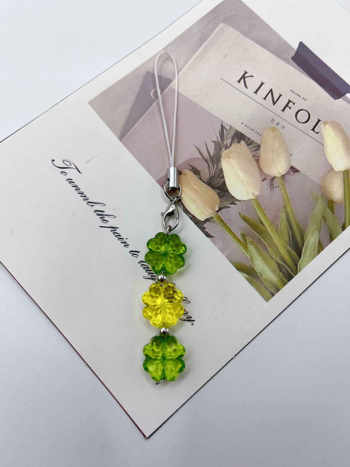 

Four-Leaf Clover Key Beaded Chain: Journal, Planner, Phone, Card Holder Hanging Accessory