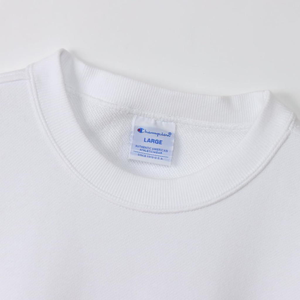 Champion Basic Short Sleeve Crew Neck Sweatshirt with Fleece Lining and Size S Men's One-Point Logo, White, (C3-Z020)