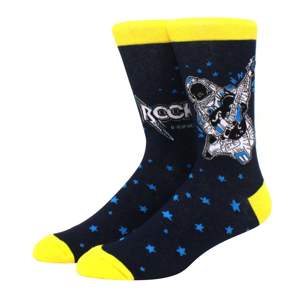 Herr Kammade Bomullsstrumpor Roliga Glad Novelty Långa Crew Strumpor Astronaut Djur Romb Galet Roliga Funky Skateboard Strumpor Färgglada