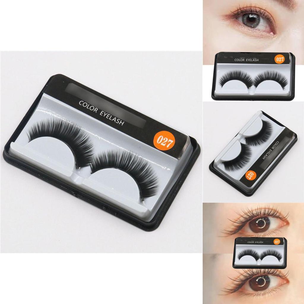 027 Natural Long False Eyelashes Bulk Wholesale 2000 Pairs Handmade Cotton Stem Fake Eyelashes