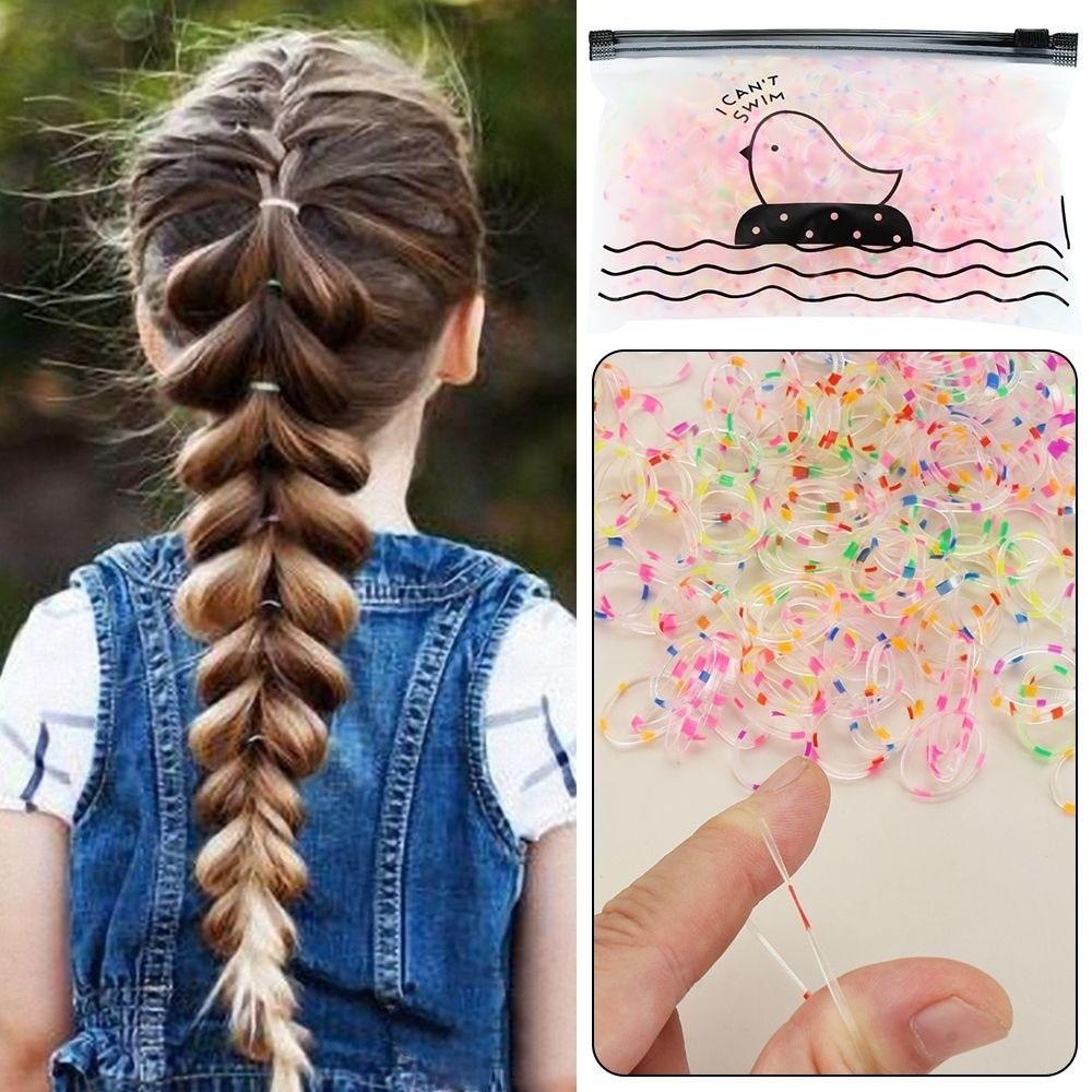 1000Pcs Girls Colourful Disposable Rubber Band Hair Ties Headband Ponytail Holder Bands Kids Hair Styling Tools