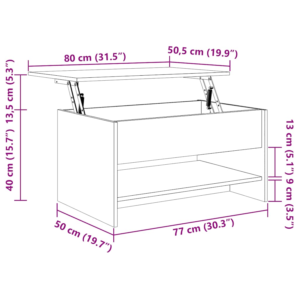 Coffee Table Sonoma Oak 80 X 50 X 40 Cm Wood Based Material